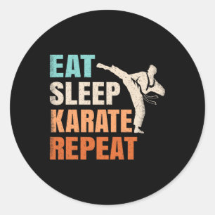 Eat Sleep Karate Repeat Funny Retro Karate Lover M Classic Round Sticker
