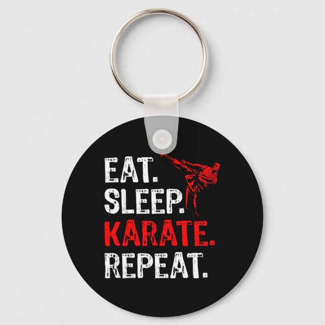 Eat Sleep Karate Repeat Karate Player Funny Key Ring (Front)