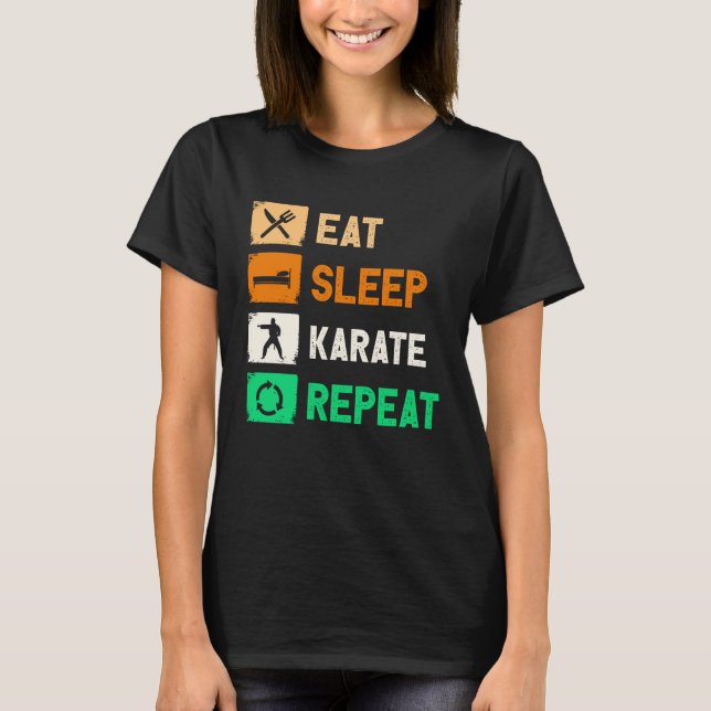 Eat Sleep Karate Repeat Men Women Judo Kendo T-Shirt (Front)