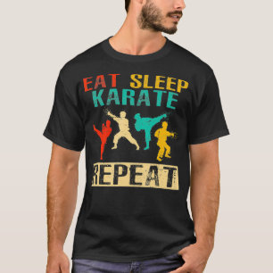 Eat Sleep Karate Repeat Retro Design Martial Arts T-Shirt