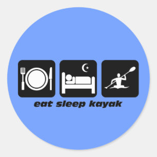 eat sleep kayak classic round sticker