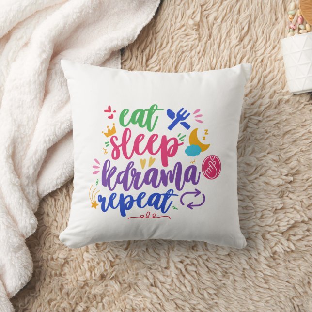 Eat Sleep Kdrama Repeat - Funny Kdrama Cushion (Blanket)