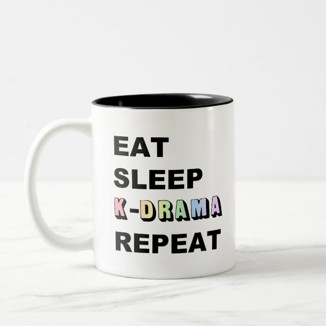 Eat Sleep Kdrama Repeat Two-Tone Coffee Mug (Left)