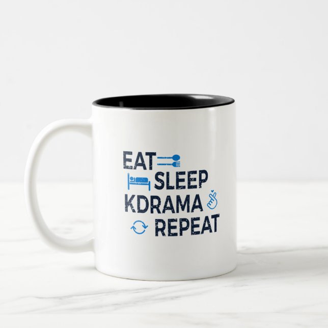 Eat Sleep Kdrama Repeat Two-Tone Coffee Mug (Left)