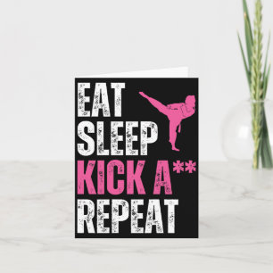 Eat Sleep Kick Martial Arts Funny Womens Taekwondo Card