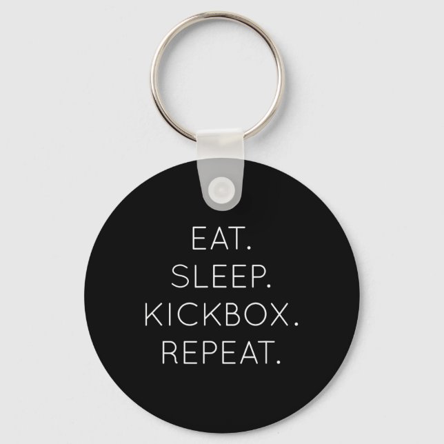 Eat Sleep Kickbox Repeat - Funny Kick Boxing Boxer Key Ring (Front)