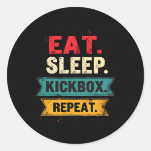 Eat Sleep Kickbox Repeat Kickboxing Mma Boxer Classic Round Sticker