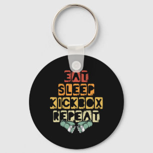 Eat Sleep Kickbox Repeat Mma Kickboxing Kickboxer Key Ring