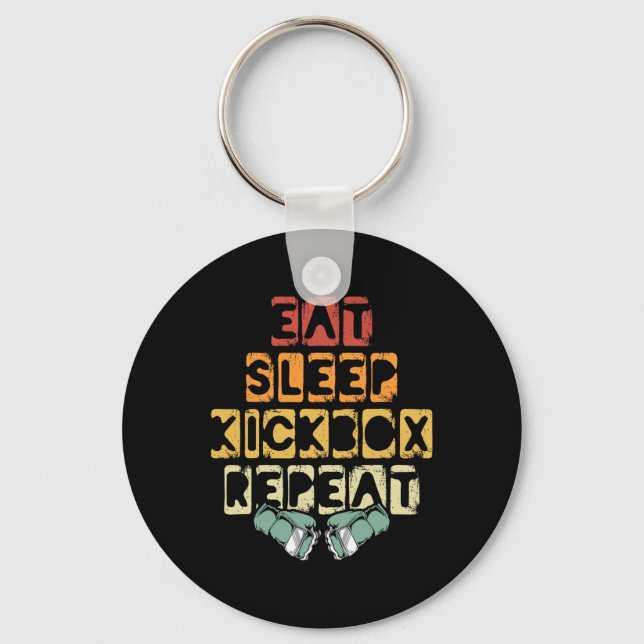 Eat Sleep Kickbox Repeat Mma Kickboxing Kickboxer  Key Ring (Front)