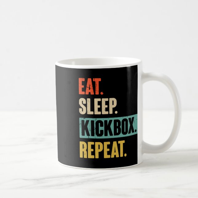 Eat Sleep Kickbox Repeat Retro Kickboxing Boxing G Coffee Mug (Right)