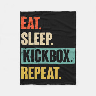 Eat Sleep Kickbox Repeat Retro Kickboxing Boxing G Fleece Blanket