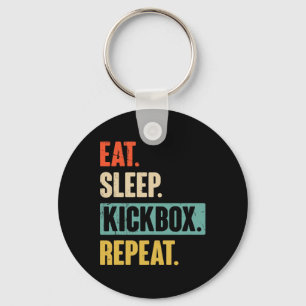 Eat Sleep Kickbox Repeat Retro Kickboxing Boxing G Key Ring
