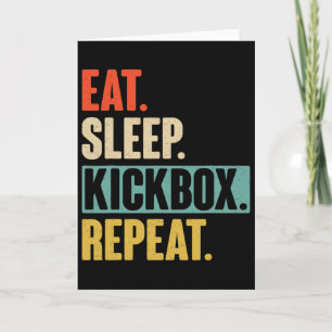 Eat Sleep Kickbox Repeat - Retro Vintage Kickboxin Card