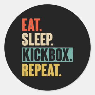 Eat Sleep Kickbox Repeat - Retro Vintage Kickboxin Classic Round Sticker