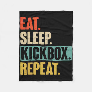 Eat Sleep Kickbox Repeat - Retro Vintage Kickboxin Fleece Blanket