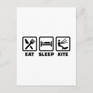 Eat sleep kite postcard