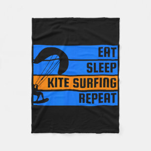 Eat Sleep Kite Surfing Repeat Kite Surfer Fleece Blanket