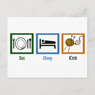 Eat Sleep Knit Postcard