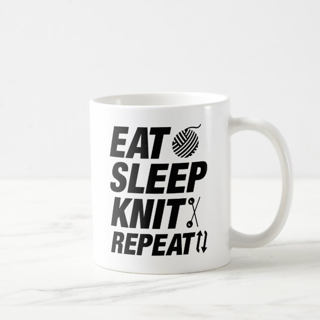 Eat Sleep Knit Repeat Coffee Mug (Right)