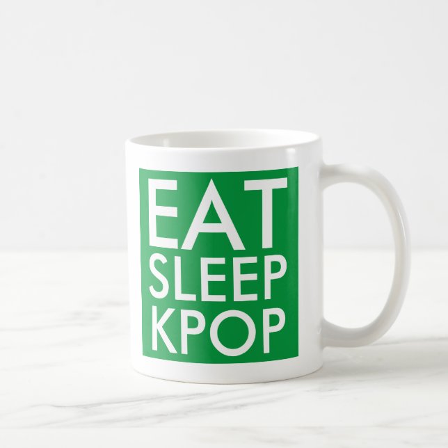 Eat Sleep Kpop | Music Fan Gift green and white Coffee Mug (Right)