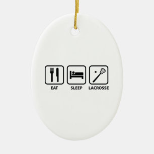 Eat Sleep Lacrosse Ceramic Tree Decoration