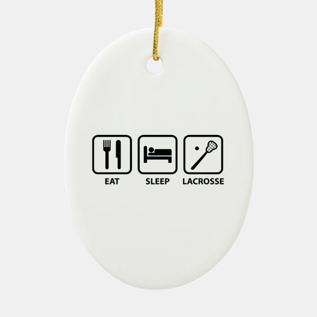 Eat Sleep Lacrosse Ceramic Tree Decoration (Front)
