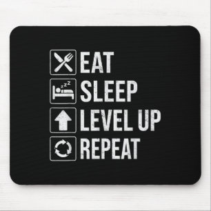 Eat Sleep Level Up Repeat Funny Boys Kids Adult Ga Mouse Pad