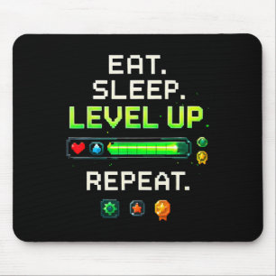 Eat Sleep Level Up Repeat Funny Boys Kids Adult Ga Mouse Pad