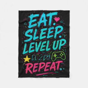 Eat Sleep Level Up Repeat Gamer Funny Video Game G Fleece Blanket