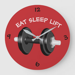 Eat Sleep Lift Barbell Workout Large Clock