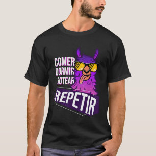 Eat Sleep Loot Repeat Spanish Gamer Llama Gaming T-Shirt