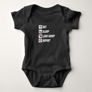 Eat sleep love sheep repeat Funny Quotes Gift Baby Bodysuit