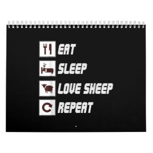 Eat sleep love sheep repeat Funny Quotes Gift Calendar