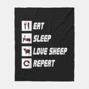 Eat sleep love sheep repeat Funny Quotes Gift Fleece Blanket