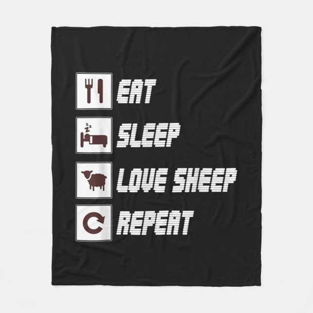 Eat sleep love sheep repeat | Funny Quotes Gift Fleece Blanket (Front)
