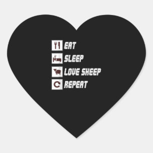 Eat sleep love sheep repeat   Funny Quotes Gift Heart Sticker