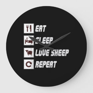 Eat sleep love sheep repeat Funny Quotes Gift Large Clock