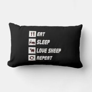 Eat sleep love sheep repeat   Funny Quotes Gift Lumbar Cushion