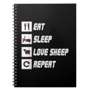 Eat sleep love sheep repeat Funny Quotes Gift Notebook