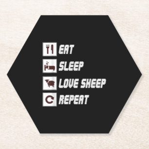 Eat sleep love sheep repeat Funny Quotes Gift Paper Coaster