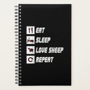 Eat sleep love sheep repeat Funny Quotes Gift Planner