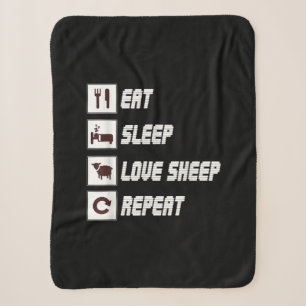 Eat sleep love sheep repeat   Funny Quotes Gift Sherpa Blanket