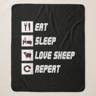 Eat sleep love sheep repeat   Funny Quotes Gift Sherpa Blanket