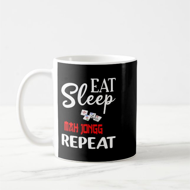 Eat Sleep Mah Jongg Repeat Fun Jokers Tile Game Coffee Mug (Left)