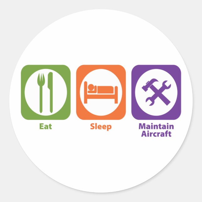 Eat Sleep Maintain Aircraft Classic Round Sticker (Front)