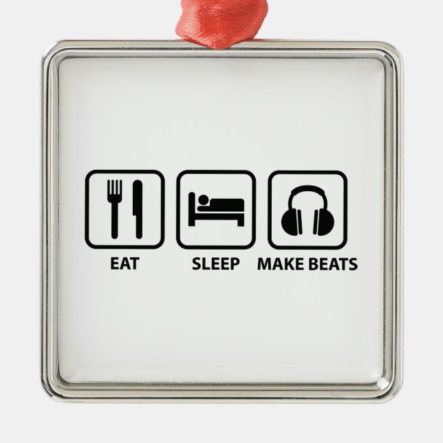 Eat Sleep Make Beats Metal Tree Decoration (Front)