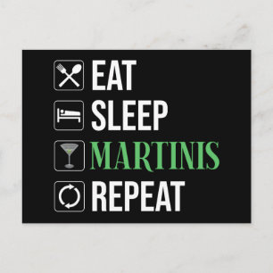 Eat. Sleep. Martinis. Repeat. Postcard