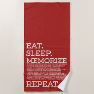 Eat Sleep Memorise Repeat Memory Master Beach Towel