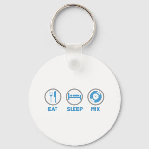 Eat, Sleep, Mix Again - DJ Disc Jockey Music Deck Key Ring