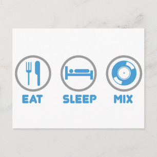 Eat, Sleep, Mix Again - DJ Disc Jockey Music Deck Postcard